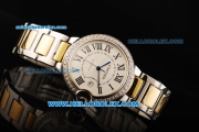 Cartier Ballon Bleu Automatic Diamond Bezel with White Dial and Roman Marking-Two Tone Strap