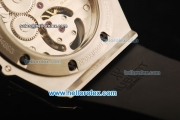 Hublot King Power Swiss Tourbillon Manual Winding Movement Steel Case with Black Bezel and Black Rubber Strap