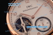 IWC Portuguese Asia 6497-CHG Manual Winding Rose Gold Case and Brown Leather Strap White Dial