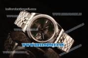 Rolex Datejust 37mm Swiss ETA 2836 Automatic Movement Steel Case with Steel Bezel Grey Dial Green Roman Steel Strap