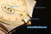 Omega Constellation Swiss ETA 2836 Automatic Movement Steel Case with Yellow Dial and Diamond Markers/Bezel