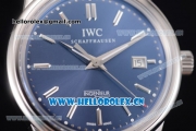 IWC Ingenieur Vintage Swiss ETA 2824 Automatic Steel Case with Blue Dial Blue Leather Strap and Stick Markers