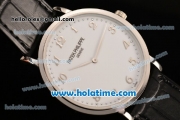 Patek Philippe Calatrava Miyota OS2035 Quartz Steel Case with Arabic Numeral Markers and White Dial