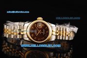 Rolex Datejust Automatic Movement Steel Case with Brown Dial and Gold Bezel-Two Tone Strap-Lady Model