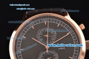 Patek Philippe Grand Complication Chronograph Miyota OS20 Quartz Rose Gold Case with Black Dial and Stick Markers