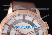 Girard Perregaux 1966 Dual Time Clone Girard Perregaux GP03300-0119 Automatic Rose Gold Case with White Dial Stick/Arabic Numeral Markers and Brown Leather Strap