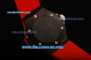 Hublot Big Bang Swiss Quartz Movement PVD Case with Black Dial and Red Rubber Strap