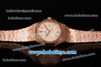 Audemars Piguet Royal Oak Swiss ETA 2824 Automatic Full Rose Gold with Sitck Markers and White Dial - 1:1 Original