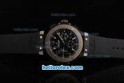 Hublot Big Bang Swiss Valjoux 7750 Automatic Movement PVD Case with Black Dial-Silver Markers and Steel Bezel