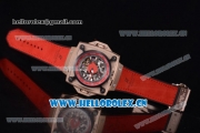 Hublot Masterpiece MP 08 Antikythera Sunmoon Asia 2813 Automatic Rose Gold Case Skeleton Dial Red Inner Bezel and Red Leather Strap