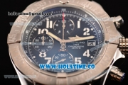 Breitling Avenger Seawolf Miyota Quartz Steel Case with Black Dial and Black Leather Strap - Arabic Numeral Markers