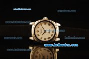 Rolex Cellini Swiss Quartz Steel Case with White Dial and Black Leather Strap-Lady Size