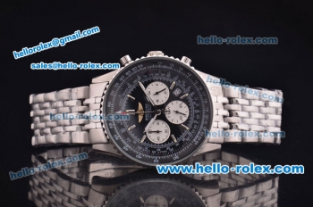 Breitling Navitimer Chronograph Miyota Quartz Movement Steel Case and Bracelet with Black Dial