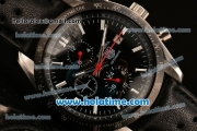 Tag Heuer Carrera Automatic Steel Case with PVD Bezel and Black Dial-Black Leather Strap