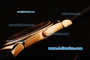 Rolex Cellini Swiss Quartz Rose Gold Case with Grey Dial and Black Leather Strap-Roman Markers