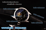 Patek Philippe Grand Complitcations Asia HT1035-Tourbillon Automatic Steel Case with Black Leather Strap Roman Numeral Markers and Black Dial