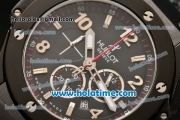 Hublot Big Bang Chronograph Quartz Movement Full Ceramic Case with Black Dial and Black Rubber Strap-Silver Numeral Marker