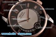 Mido Baroncelli II Swiss ETA 2824 Automatic Two Tone Case with Brown Leather Strap and Black Dial