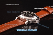 Panerai Luminor Marina Logo PAM 005 Swiss ETA 6497 Manual Winding Steel Case with Black Dial and Brown Leather Strap - 1:1 Original