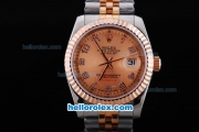 Rolex Datejust Oyster Perpetual Automatic With Rose Gold Dial and Rose Gold Bezel-Two Tone Strap