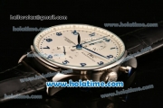 IWC Portuguese Chrono Miyota OS20 Quartz Steel Case with Black Leather Strap and White Dial