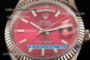 Rolex Day-Date Asia 2813/Swiss ETA 2836/Clone Rolex 3135 Automatic Steel Case with Burgundy Dial and Stick Markers (BP)