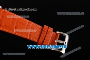 Minorva Swiss Tourbillon Manual Winding Steel Case with Orange Leather Strap and Skeleton Dial