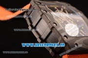 Richard Mille RM 055 Miyota 9015 Automatic Carbon Fiber Case with Skeleton Dial and Orange Nylon/Leather Strap