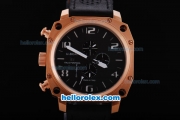 U-Boat Thousands of Feet Chronograph Automatic Rose Gold Bezel with Black Dial-White Marking