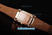 Patek Philippe Ref.4910 Swiss ETA Quartz Movement Diamond Bezel and Marking with Wine Dial Lady Model