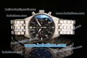 IWC Pilot Chrono Swiss Valjoux 7750 Automatic Steel Case with White Arabic Numeral Markers and Black Dial