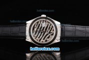 Rolex Datejust Oyster Perpetual Automatic Movement Black Ruby Bezel with Diamond Crested Dial and Black Leather Strap