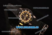 Richard Mille RM028 Swiss Valjoux 7750 Automatic PVD Case with Skeleton Dial and Black Rubber Strap - Yellow Inner Bezel
