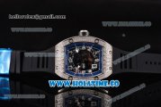 Richard Mille RM010 Miyota 9015 Automatic Steel/Diamonds Case with Skeleton Dial and Blue Inner Bezel