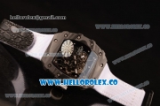 Richard Mille RM 055 Miyota 9015 Automatic Carbon Fiber Case with Skeleton Dial and White Nylon/Leather Strap