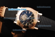 Roger Dubuis Easy Diver Tourbillon Manual Winding Movement Rose Gold Case with Black Dial and Rubber Strap