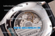 Cartier Drive de Cartier Asia ST16 Automatic Steel Case with Black Dial Roman Numeral Markers and Black Leather Strap