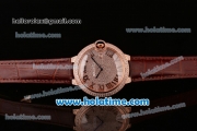 Cartier Ballon Bleu de Cartier Swiss ETA 2892 Automatic Rose Gold Case with Brown Leather Strap Diamond Dial and Roman Numeral Markers