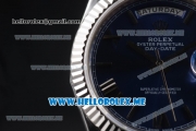 Rolex Day-Date Clone Rolex 3255 Automatic Stainless Steel Case/Bracelet with Dark Blue Dial and Roman Numeral Markers