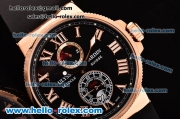 Ulysse Nardin Maxi Marine Power Reserve Asia ST25 Automatic Rose Gold Case with Black Rubber Strap Black Dial Roman Markers