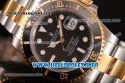 Rolex Submariner Miyota 9015 Automatic Yellow Gold/Steel Case with Black Dial and White Dot Markers (BP)