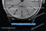 Rolex Cellini Clone Rolex 3132 Automatic Steel Case with Silver Dial Black Leather Strap - (BP)