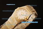 Omega Constellation Swiss Quartz Steel Case with Diamond Bezel and White Dial-Two Tone Strap