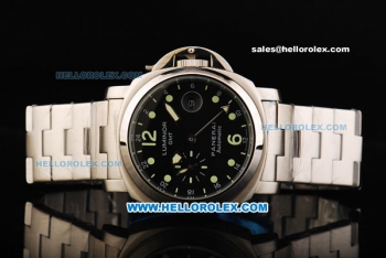 Panerai Luminor GMT Automatic Movement Full Steel with Black Dial and Green Dot Markers