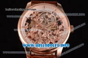 Patek Philippe Complicated Skeleton Asia Automatic Rose Gold Case with Skeleton Dial and Brown Leather Strap (GF)