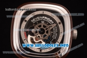 SevenFriday P3-02 Japanese Miyota 8215 Automatic Steel Case with White/Black Dial and Brown Leather Strap