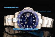 Rolex Submariner Swiss ETA 2836 Automatic Movement Steel Case and Strap with Blue Dial and Blue Bezel 43mm