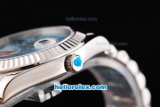 Rolex Day Date II Oyster Perpetual Automatic Movement Silver Case with Blue Ocean Dial and Blue Number Markers