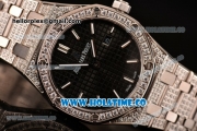 Audemars Piguet Royal Oak 33MM Miyota Quartz Diamonds/Steel Case with Black Dial Stick Markers and Diamonds Bezel (EF)