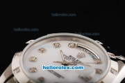 Rolex Day-Date Automatic Movement White Dial with Diamond Bezel and Steel Case-Diamond Marking